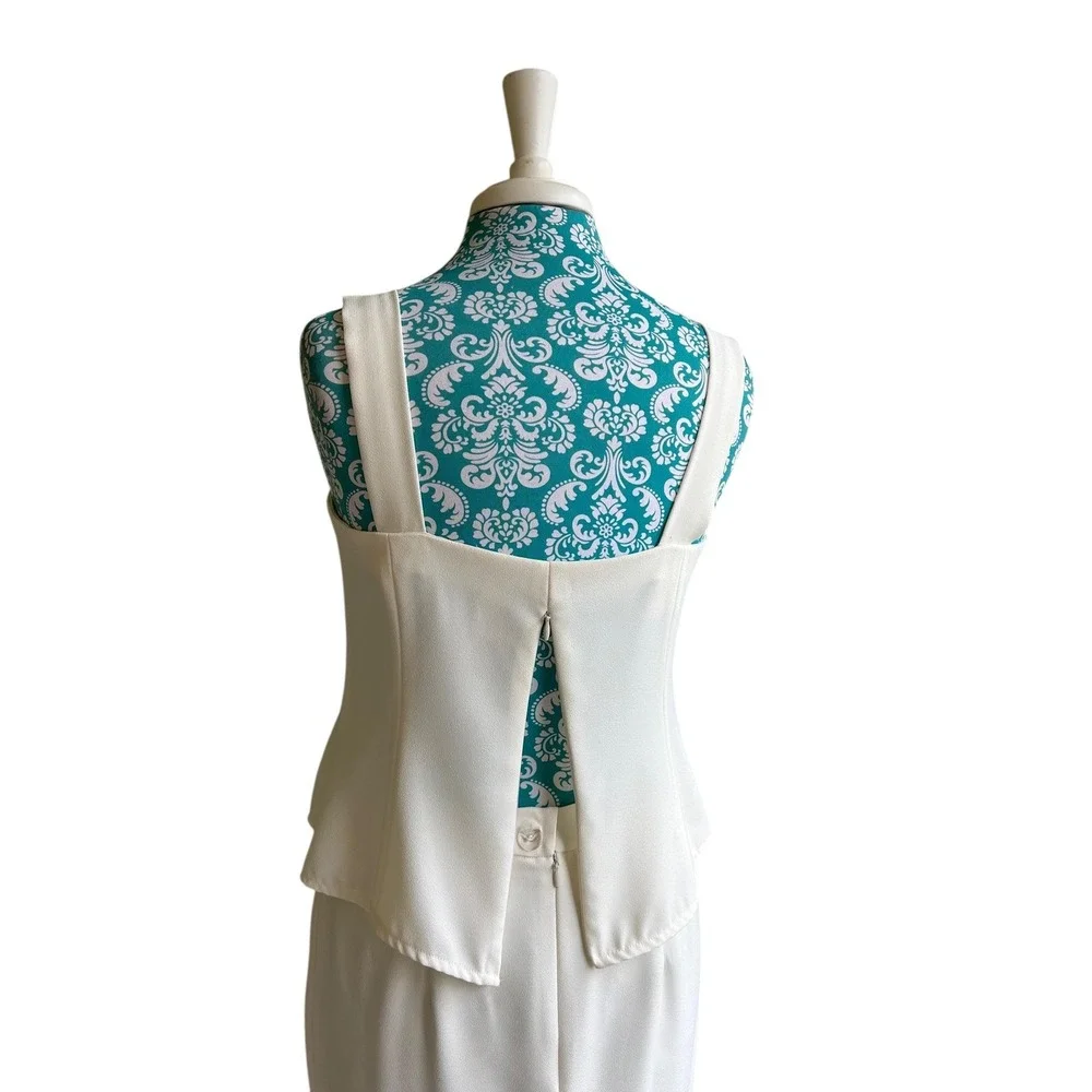 Vintage Women's Skirt Set Pearl Sequin Top Embroidered Pastel Pink & Aqua Suit - Picture 10 of 13